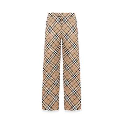 Burberry Checked Wool Blend Tailored Trousers "Nude&Neutrals"