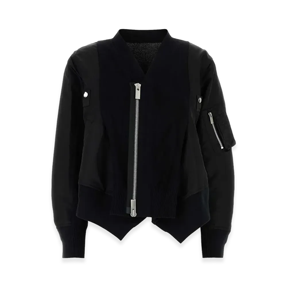 sacai Women's Nylon Insert Cardigan "Black"
