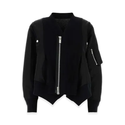sacai Women's Nylon Insert Cardigan "Black"