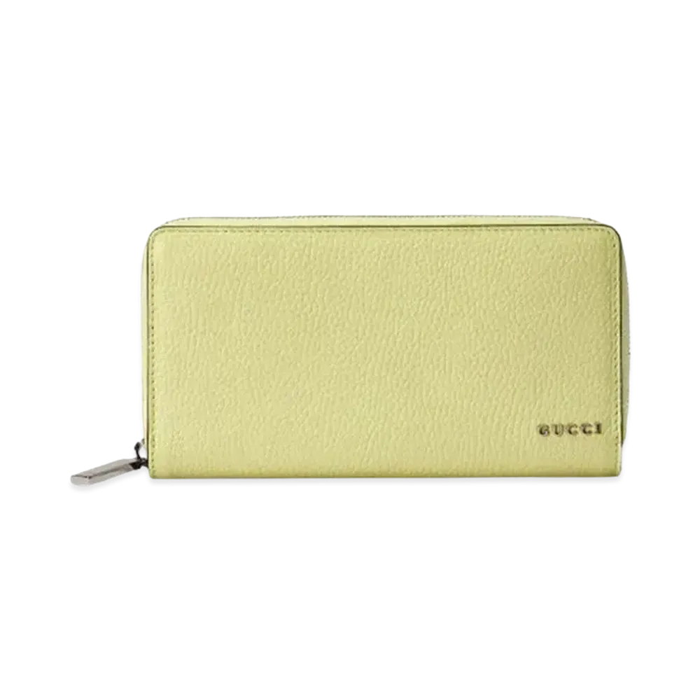 GUCCI Zip Around Wallet With Gucci Logo Japan Exclusive "Lime Green"
