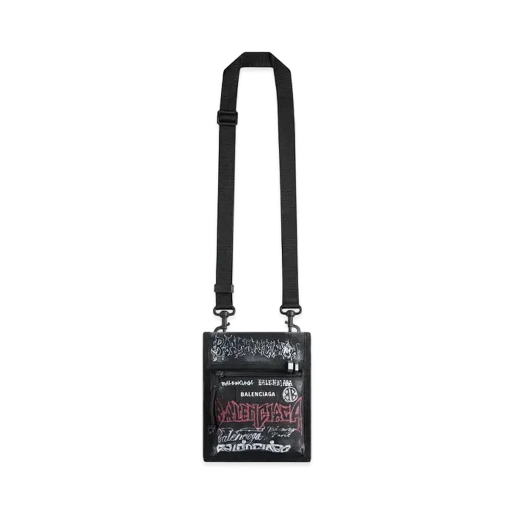 BALENCIAGA Explorer Small Pouch With Strap DIY Metal Allover "Black"