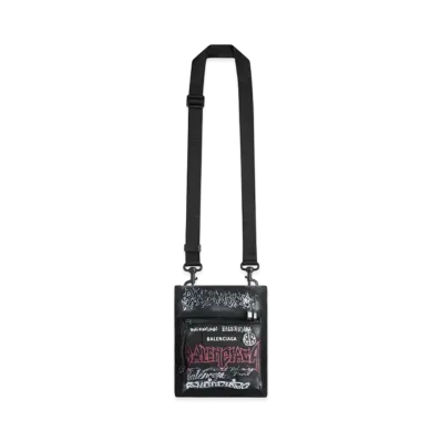 BALENCIAGA Explorer Small Pouch With Strap DIY Metal Allover "Black"