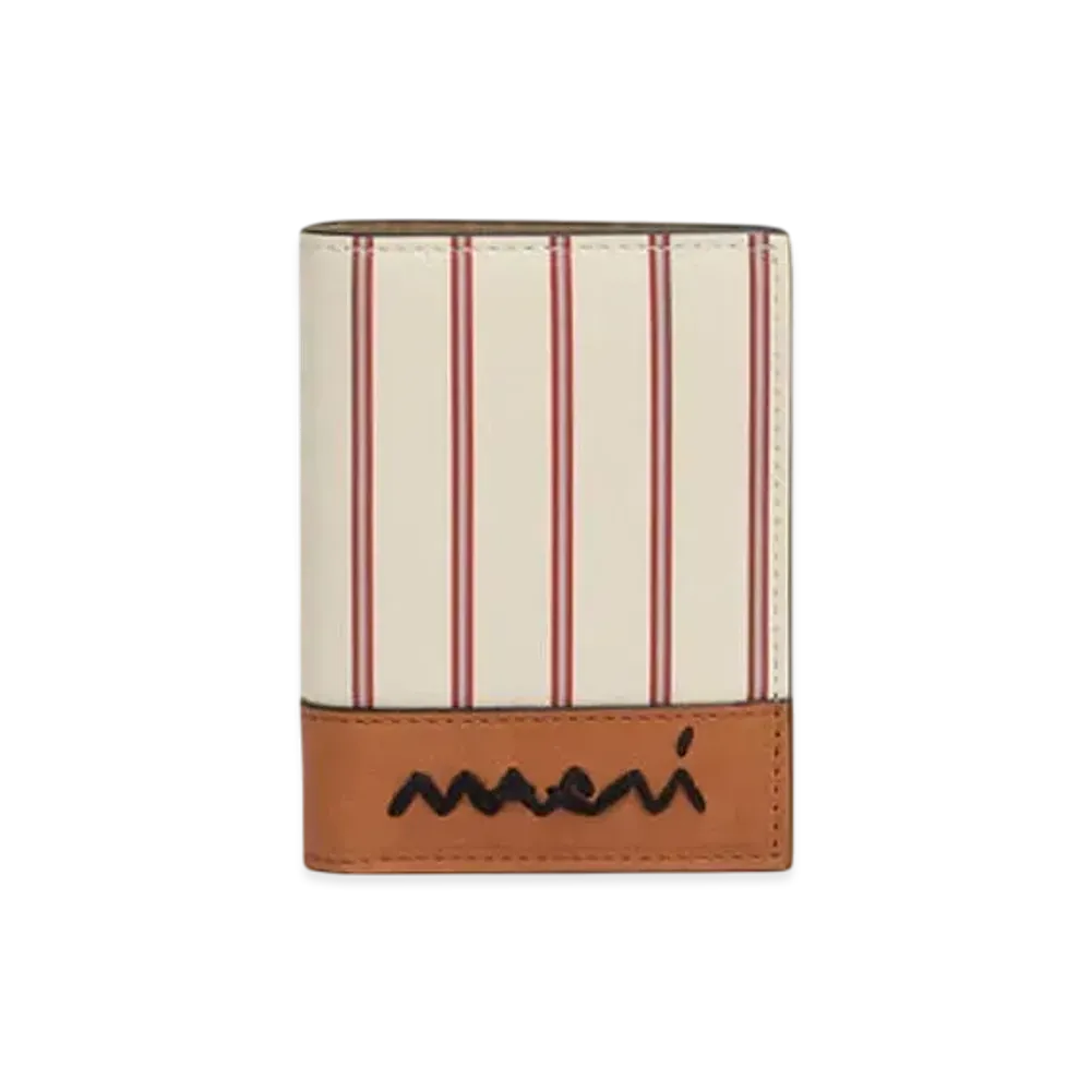 Marni Striped Leather Bi-Fold Wallet with Marni Symbol "Ivory"