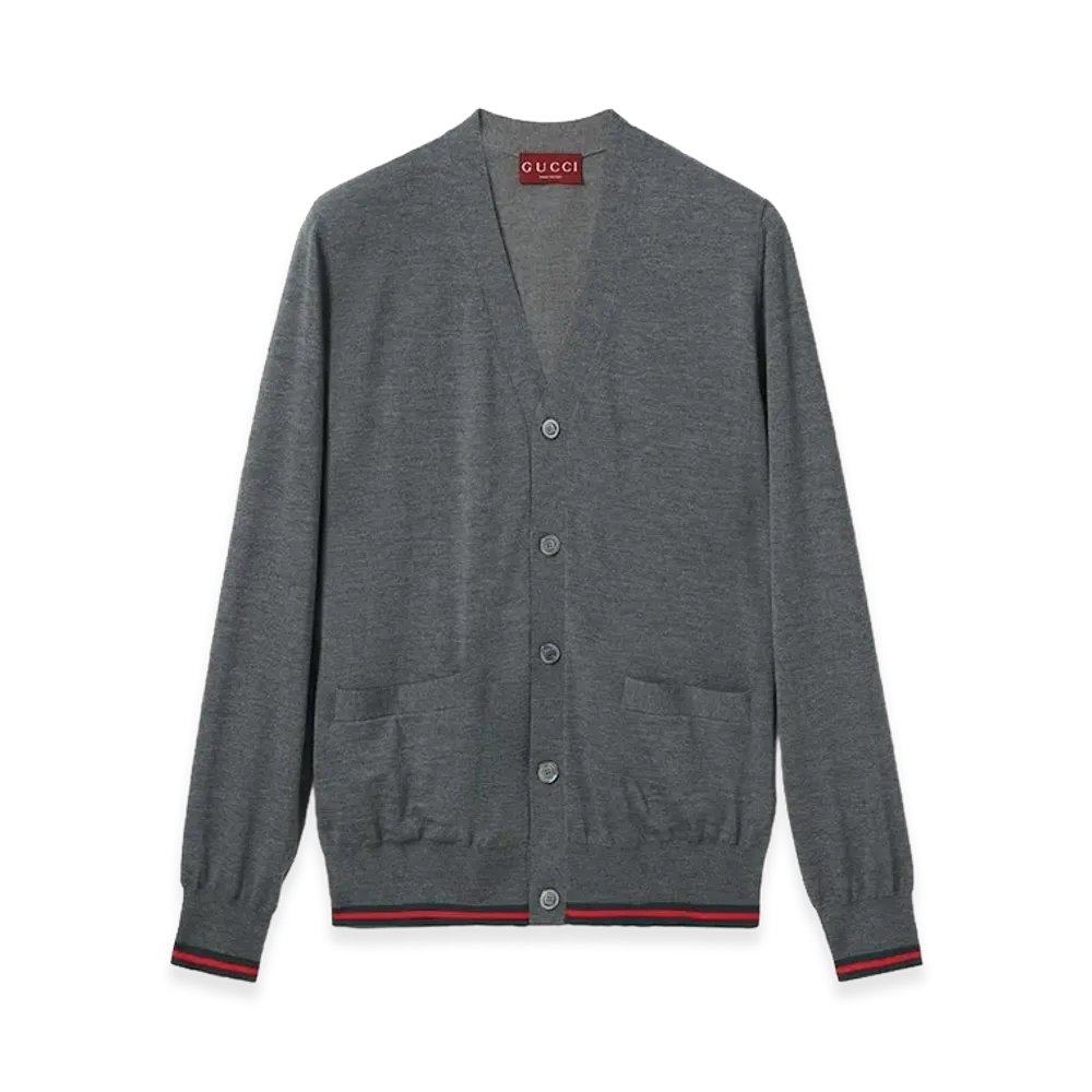 GUCCI Web Pattern Cardigan "Blue"