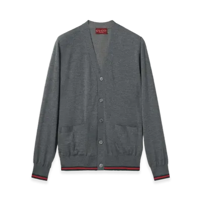 GUCCI Web Pattern Cardigan "Blue"