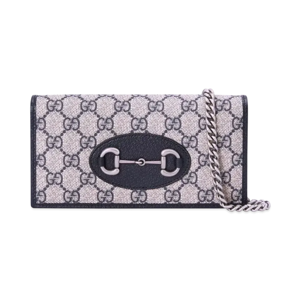 GUCCI Gucci Horse Bit 1955 Chain Wallet GG Supreme Canvas "Beige/Blue"