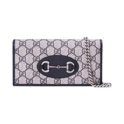 GUCCI Gucci Horse Bit 1955 Chain Wallet GG Supreme Canvas "Beige/Blue"