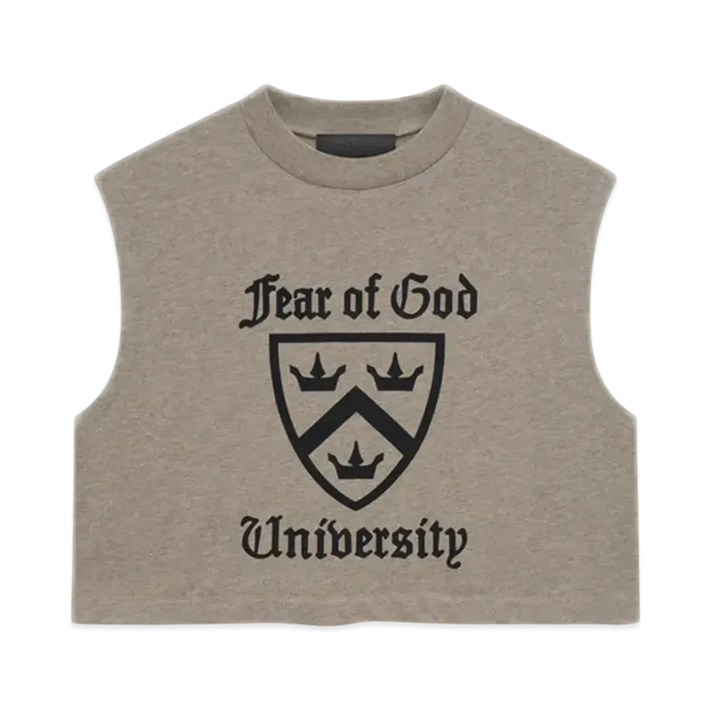 FEAR OF GOD Essentials Women's Tri-Blend Cropped Muscle Tee "Heather Gray"