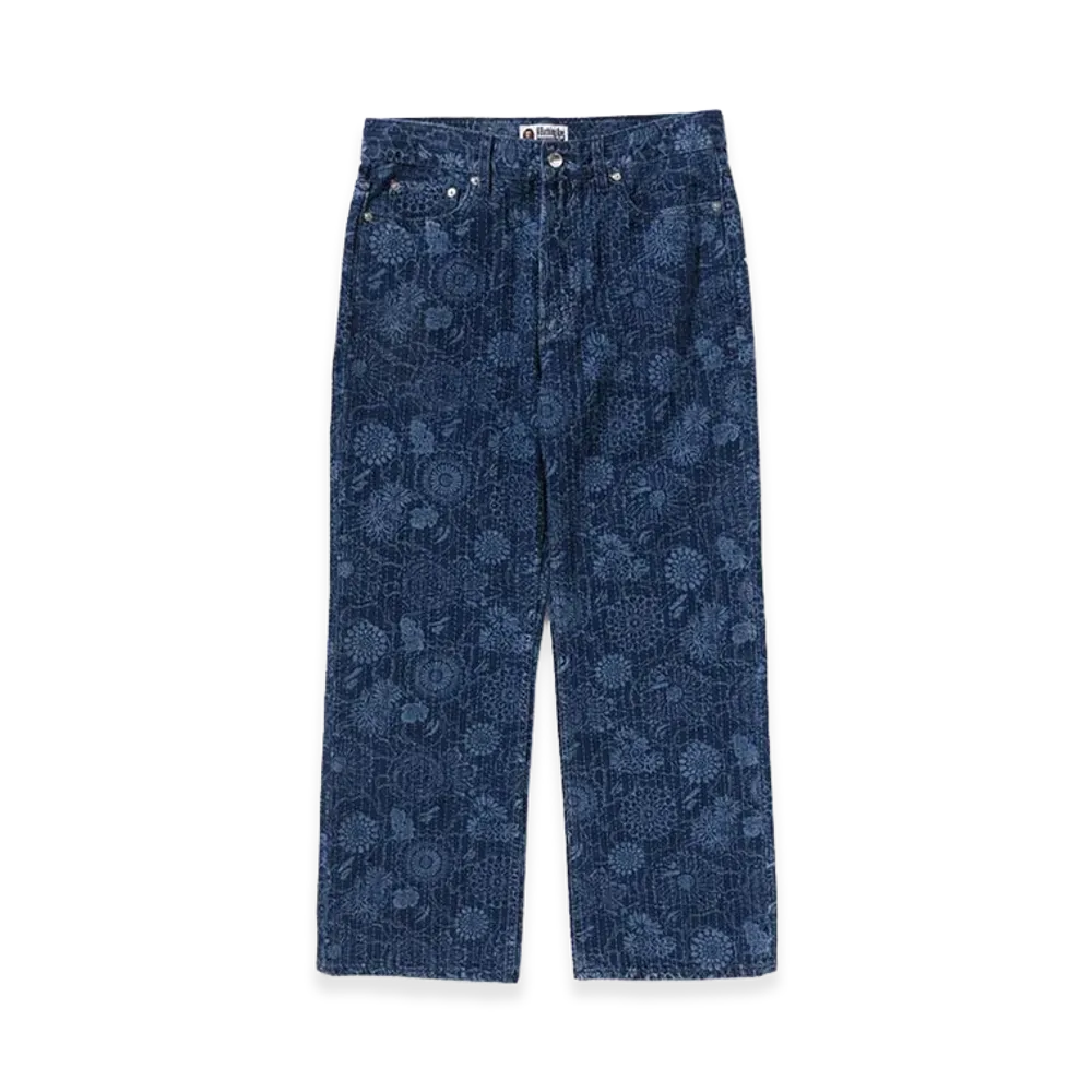 A BATHING APE Japanese Indigo Art Camo Relaxed Fit Denim Pants "Indigo"