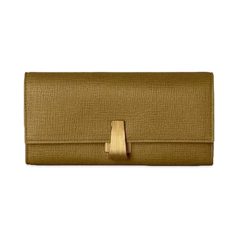 Bottega Veneta Parmerat Calfskin Flap Wallet "Moutarde"