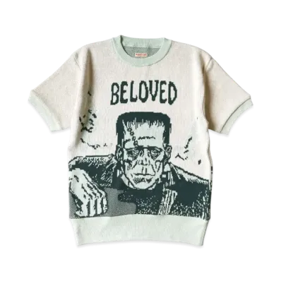 KAPITAL 8G Jacquard Knit Short Sleeve Vintage Sweater "Mint"