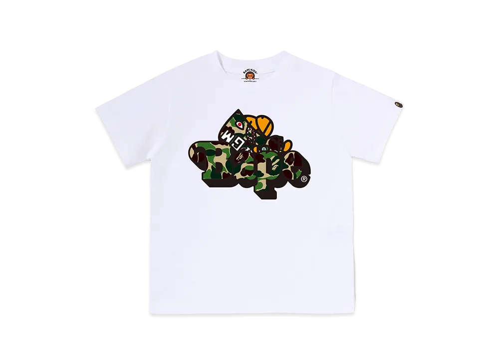 A BATHING APE Kids ABC Camo Shark Milo On Bape Tee "White/Green"