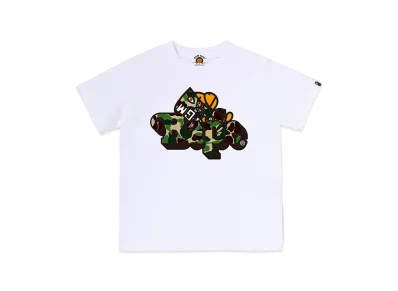 A BATHING APE Kids ABC Camo Shark Milo On Bape Tee "White/Green"