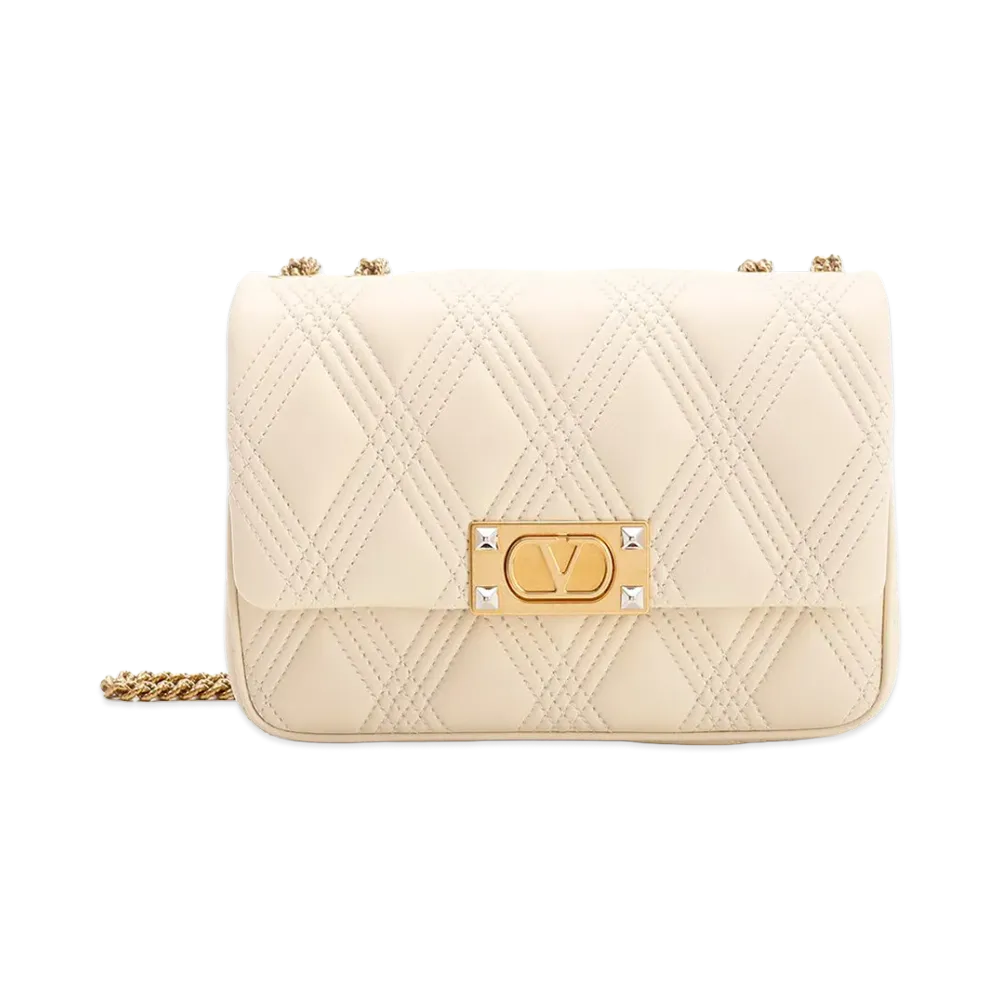 Valentino Women's "Quiltie 67" Medium Shoulder Bag "Beige"