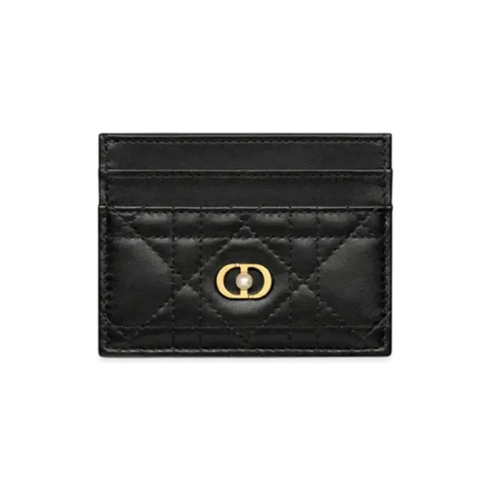 Dior Jolie Freesia Card Holder Cannage Lambskin "Black"