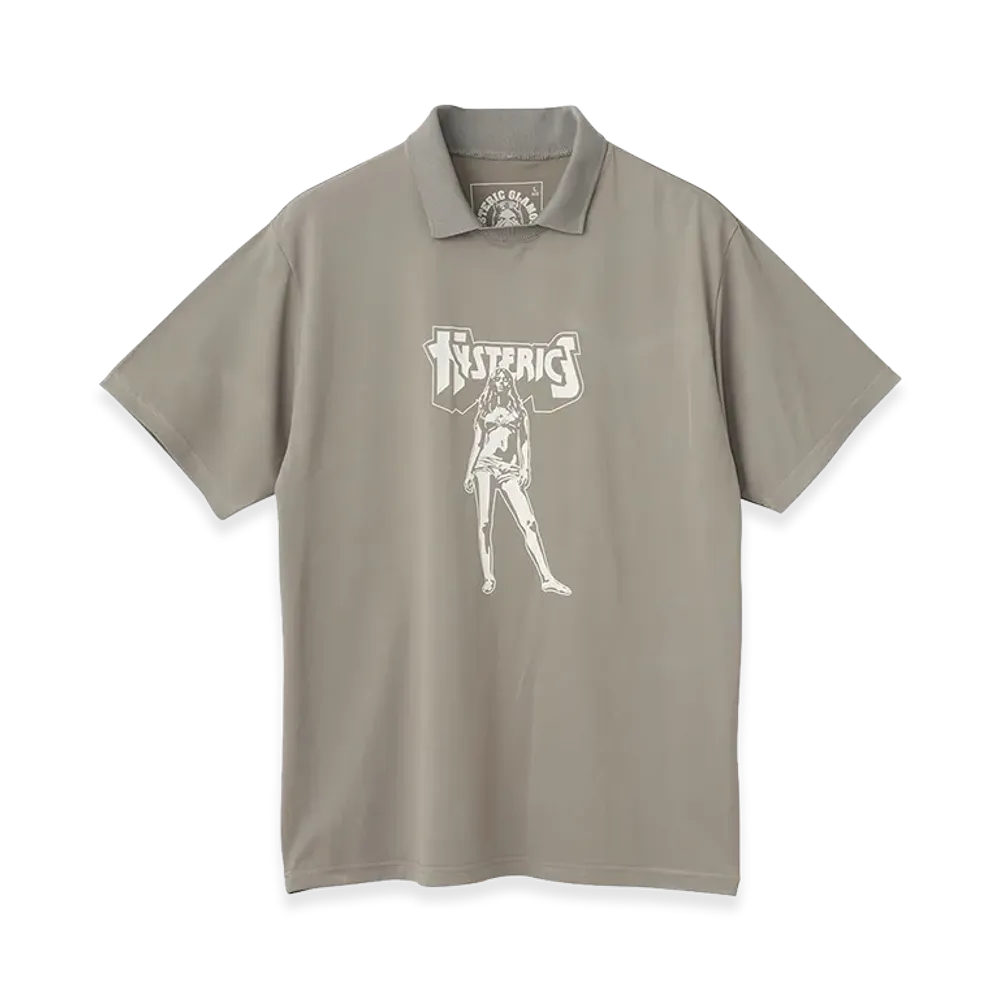 HYSTERIC GLAMOUR Bad Ass Mama Polo Neck Functional T-Shirt "Khaki"