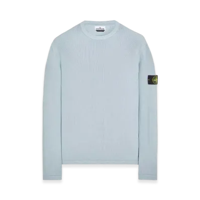 Stone Island 514D8 Ribbed Soft Cotton Crewneck Knit - 24SS "Sky Blue"