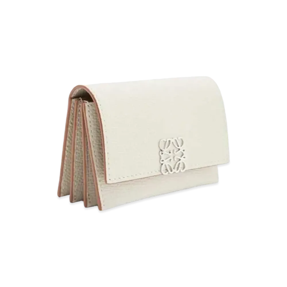 LOEWE Anagram Accordion Cardholder In Pebble Grained Calfskin "Light Ghost"