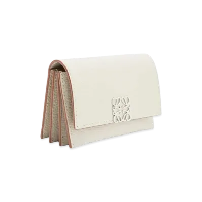 LOEWE Anagram Accordion Cardholder In Pebble Grained Calfskin "Light Ghost"
