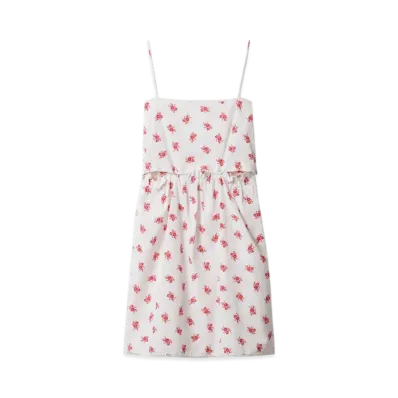 MIUMIU Women's Slubbed Poplin Dress "White/Red"