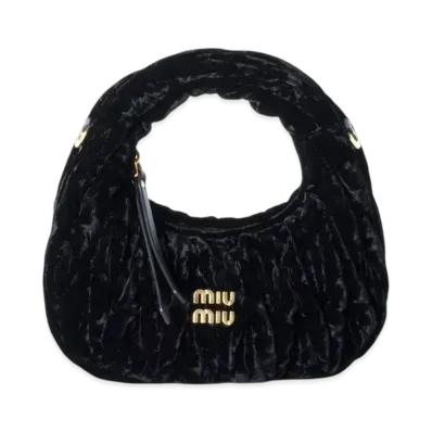 MIUMIU Wander Velvet Hobo Mini Bag "Black"