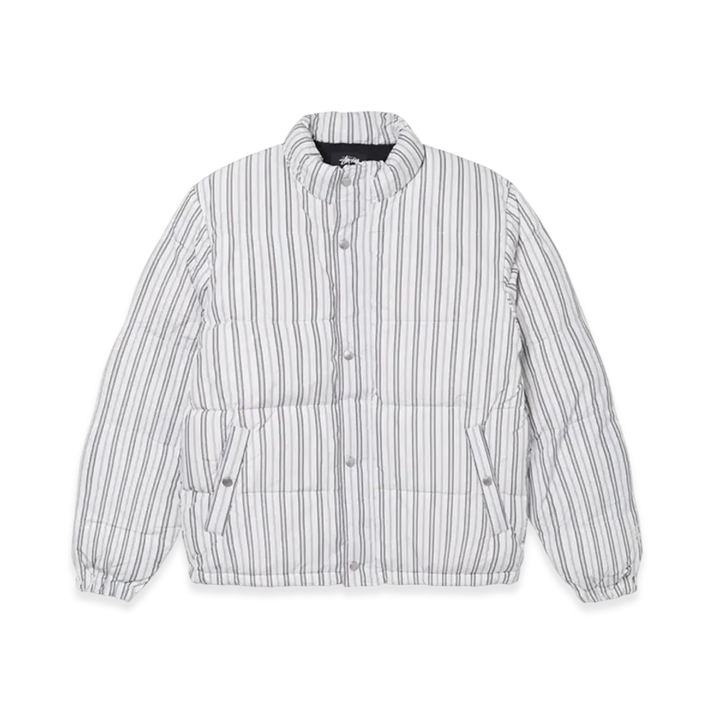 Stussy Stripe Down Puffer Jacket "Bone"