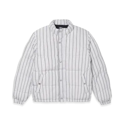 Stussy Stripe Down Puffer Jacket "Bone"