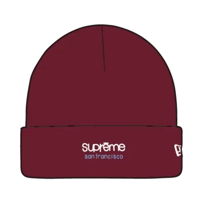 Supreme x New Era Classic Logo Shop Beanie (san francisco) "Dark Red"