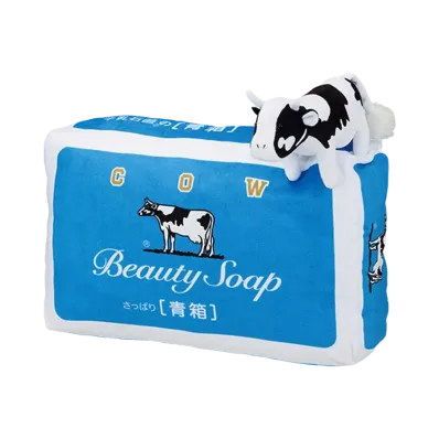 BANDAI "Ichiban Kuji" -Cow Brand Soap- A Prize Cow Brand Soap Blue Box Cushion