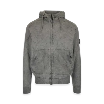 Stone Island 62190 Dust Colour Treatment Full Zip Hooded Sweatshirt - 21SS "Grey"