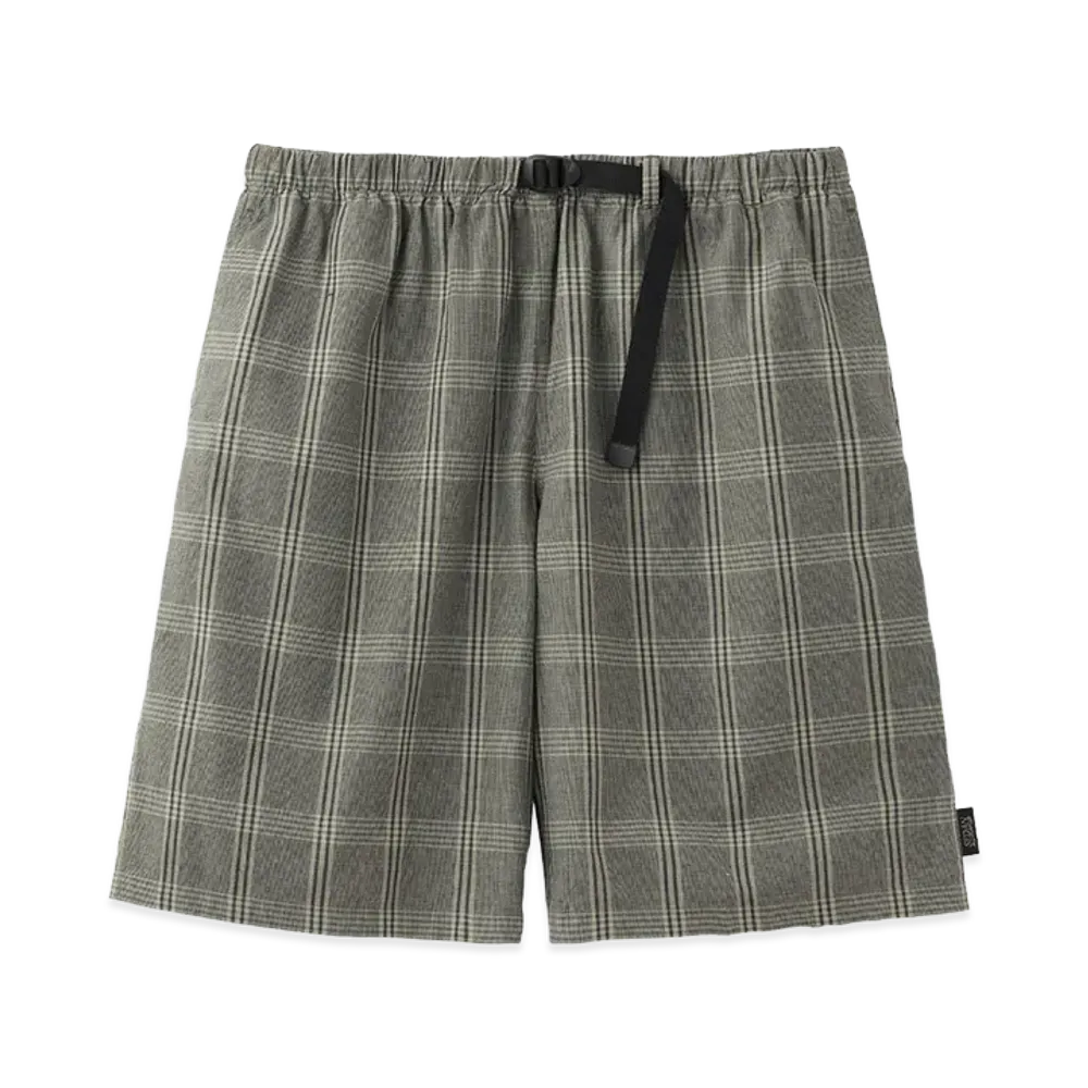 SEDAN ALL-PURPOSE Cotton Linen Plaid Shorts "Olive Houndtooth"