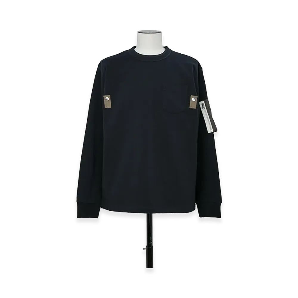 sacai Cotton Jersey L/S T-Shirt "Navy/Dark Khaki"