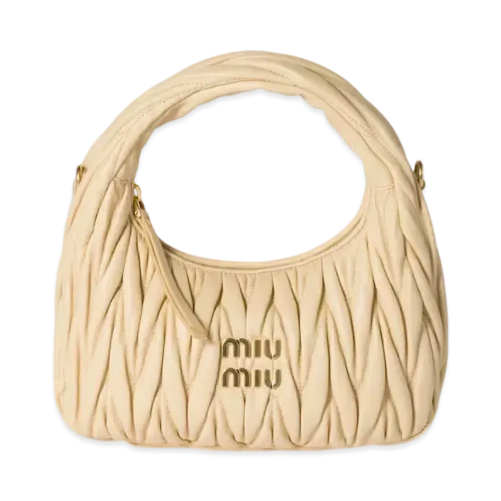 MIUMIU Wander Matelasse Nappa Leather Hobo Bag Small "Soy Green"