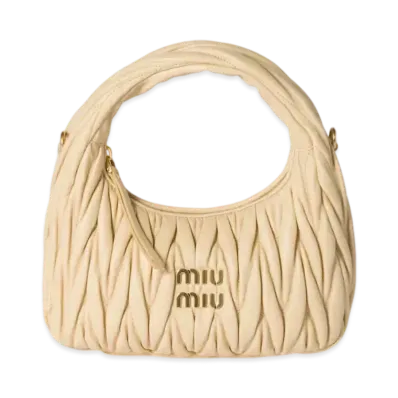 MIUMIU Wander Matelasse Nappa Leather Hobo Bag Small "Soy Green"
