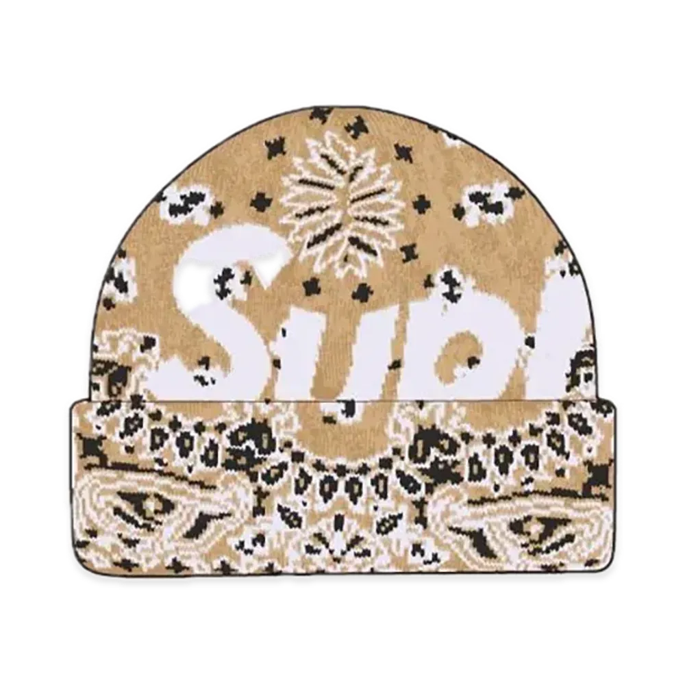 Supreme Bandana Big Logo Beanie "Khaki"