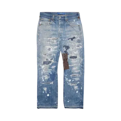 INNOCENCE NYC LEATHER PATCH DENIM PANTS "DENIM"