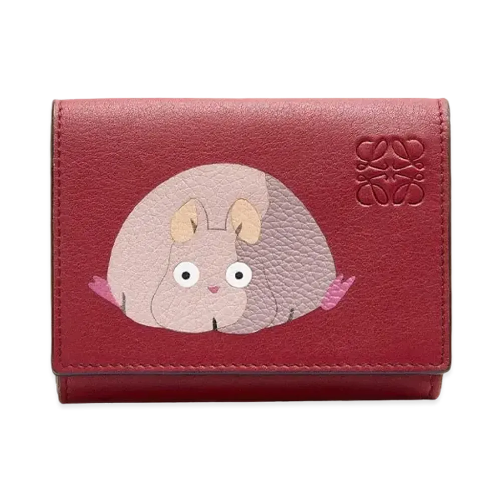 LOEWE x Spirited Away Bo Mouse Trifold Wallet In Classic Calfskin "Rouge"