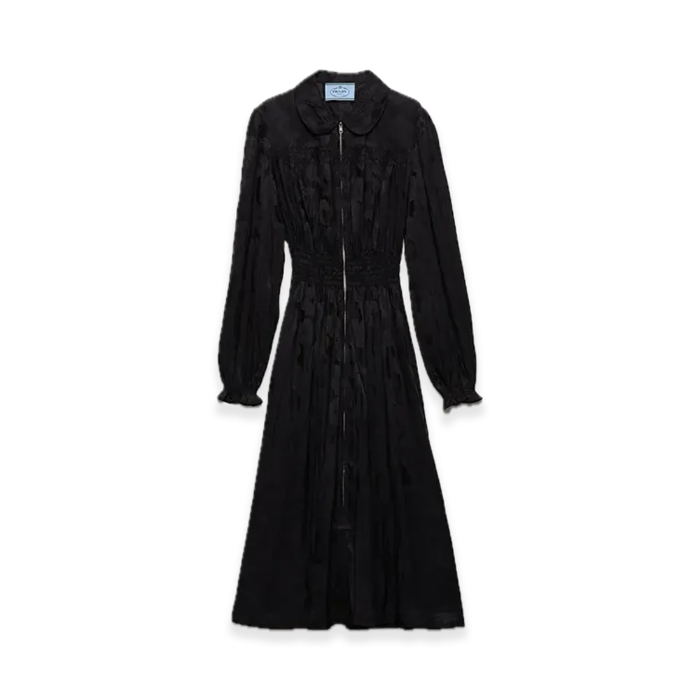 PRADA Floral Jacquard Knit Dress "Gray"