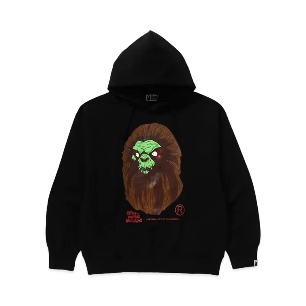 A BATHING APE Horror Mad Face Relaxed Fit Pullover Hoodie "Black"