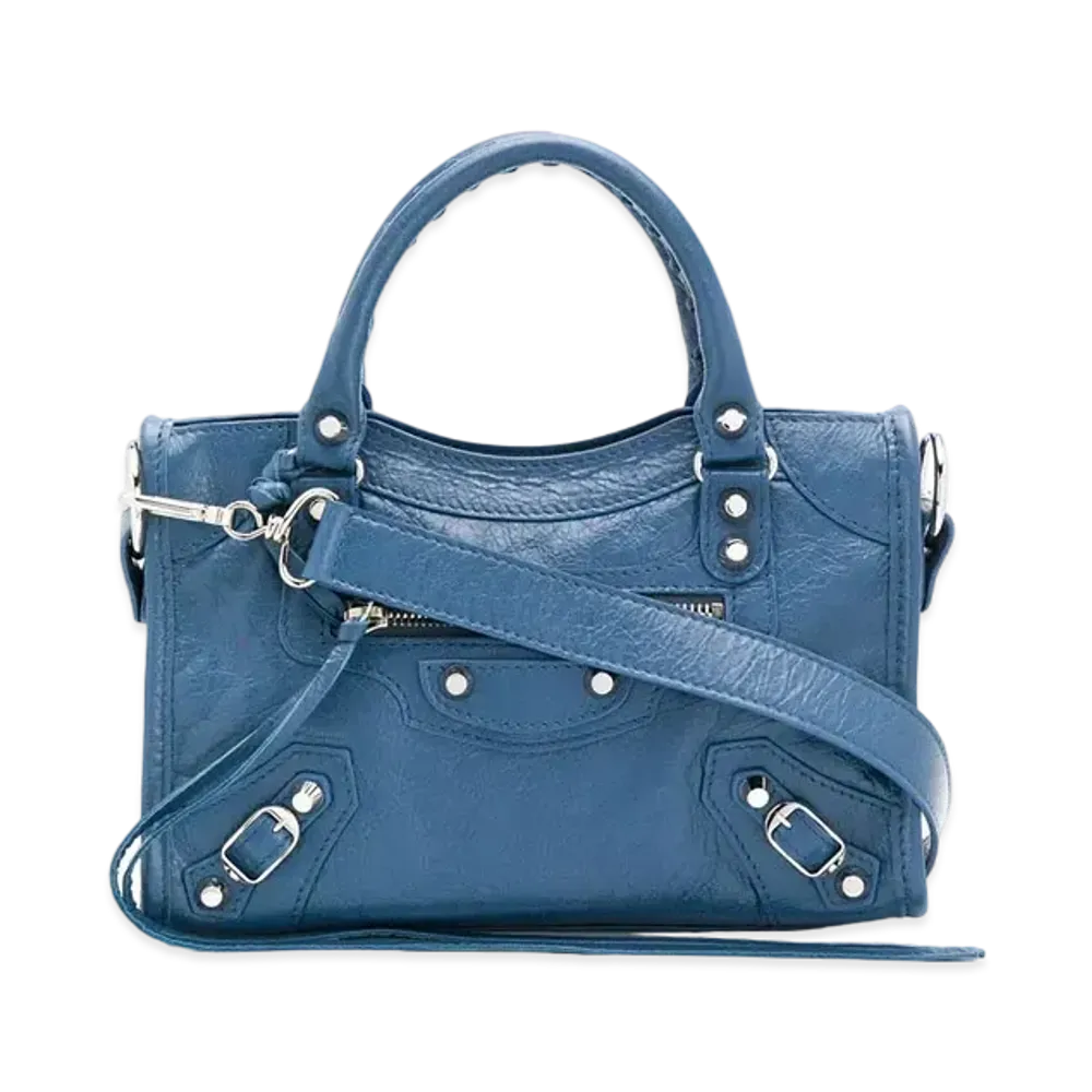 BALENCIAGA Handbag Lambskin "Blue"