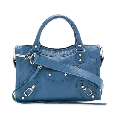 BALENCIAGA Handbag Lambskin "Blue"