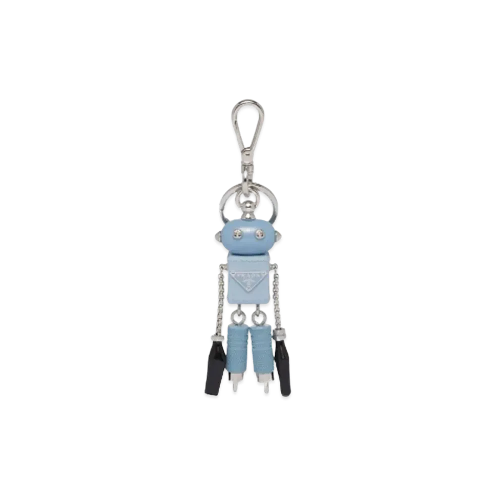 PRADA Saffiano Leather Robot Keychain Trick "Light Blue"