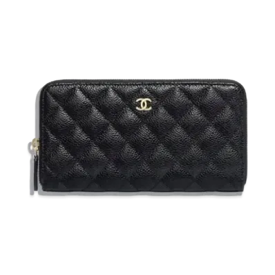 CHANEL Classic Long Zip Wallet Grained Calfskin "Black"