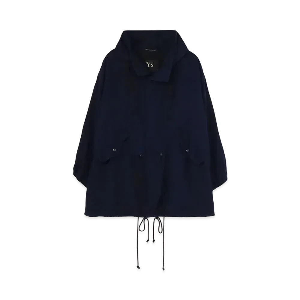 Yohji Yamamoto Y's LINEN WOOL VIYELLA SHORT HOODED BLOUSON "Navy"