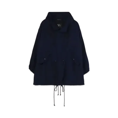 Yohji Yamamoto Y's LINEN WOOL VIYELLA SHORT HOODED BLOUSON "Navy"