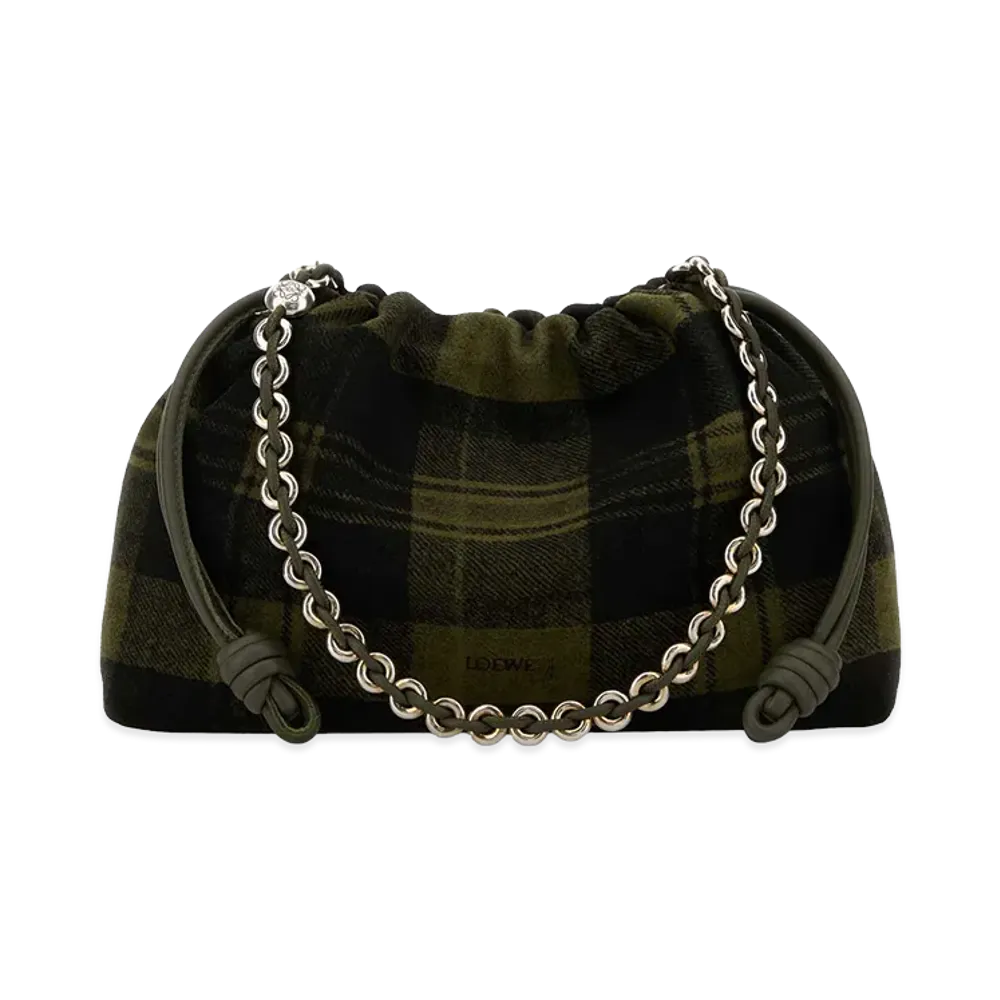 LOEWE Women's Suede Medium Flamenco Purse Clutch "Printed/Checked"