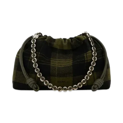 LOEWE Women's Suede Medium Flamenco Purse Clutch "Printed/Checked"