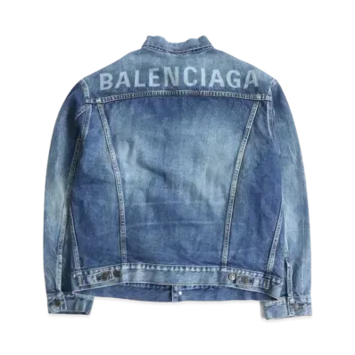 BALENCIAGA 18SS Back Logo Clash Denim Jacket "Blue"