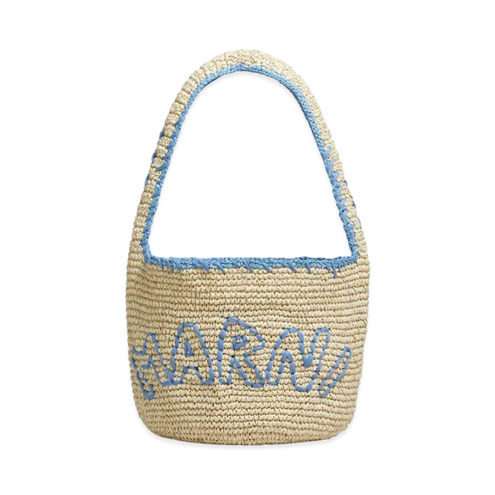 MARNI Nassa Medium Hobo Bag "Natural/Light Blue"
