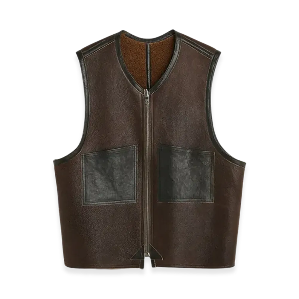 OUR LEGACY Reversible Shearling Vest "Rustic Grain Brown Shearling"